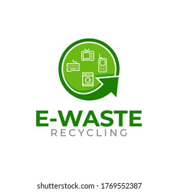 E-waste logo template. Electrical waste icon. Recycling electrical items sign. Separate recycling for electrical items.