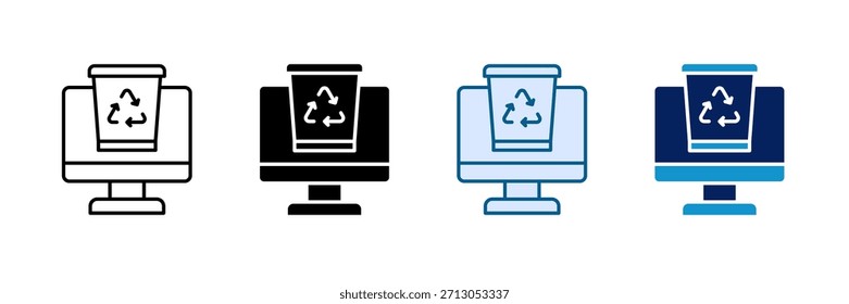 Conjunto de iconos de reciclaje de desechos electrónicos Colección de estilo múltiple