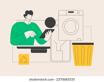 E-waste reduction abstract concept vector illustration. E-waste management, technological rubbish reduction, electronics trade-in program, gadget recycling plan, device reuse abstract metaphor.