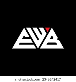 EWB triangle letter logo design with triangle shape. EWB triangle logo design monogram. EWB triangle vector logo template with red color. EWB triangular logo Simple, Elegant, and Luxurious design.