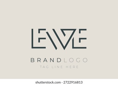 EWE design de logotipo de letra abstrata. Design de logotipo comercial moderno com tipografia abstrata e estilo contemporâneo