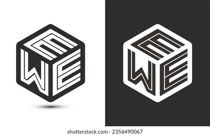 EWE letter logo design with illustrator cube logo, vector logo modern alphabet font overlap style. Premium Business logo icon. White color on black background