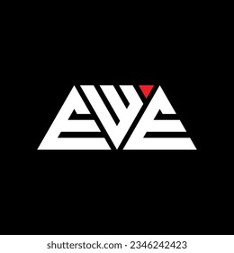 EWE triangle letter logo design with triangle shape. EWE triangle logo design monogram. EWE triangle vector logo template with red color. EWE triangular logo Simple, Elegant, and Luxurious design.