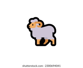 Ewe-Vektorsymbol auf weißem Hintergrund. Ram, Schafe Emoji-Illustration. Emoticon von Schafen einzeln