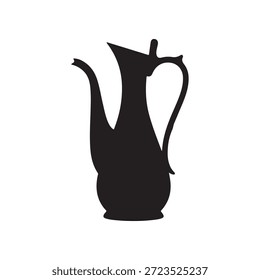 Ewer con el diseño plano de la ilustración del Vector de la silueta de la manija en fondo blanco