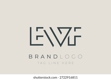 Diseño de logotipo de carta abstracta EWF. Diseño moderno del logotipo del negocio con tipografía Abstractas y estilo contemporáneo