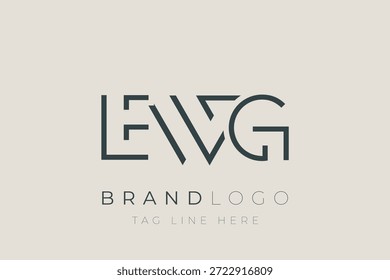 Diseño de logotipo de carta abstracta EWG. Diseño moderno del logotipo del negocio con tipografía Abstractas y estilo contemporáneo