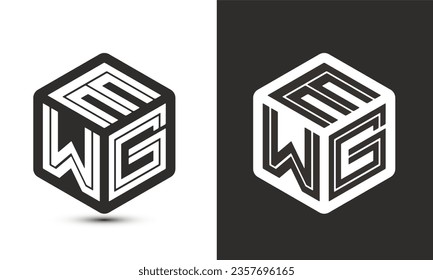 EWG Buchstaben Logo Design mit Illustrator Würfel Logo, Vektorlogo moderne Schrift Schriftart überlappen Stil. Premium Business Logo Symbol. Weiße Farbe auf schwarzem Hintergrund