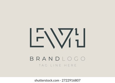 Diseño de logotipo de carta abstracta EWH. Diseño moderno del logotipo del negocio con tipografía Abstractas y estilo contemporáneo