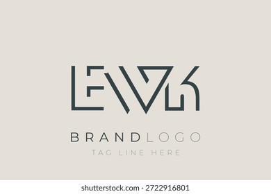 EWK diseño de logotipo de letra abstracta. Diseño moderno del logotipo del negocio con tipografía Abstractas y estilo contemporáneo