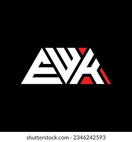 EWK triangle letter logo design with triangle shape. EWK triangle logo design monogram. EWK triangle vector logo template with red color. EWK triangular logo Simple, Elegant, and Luxurious design.