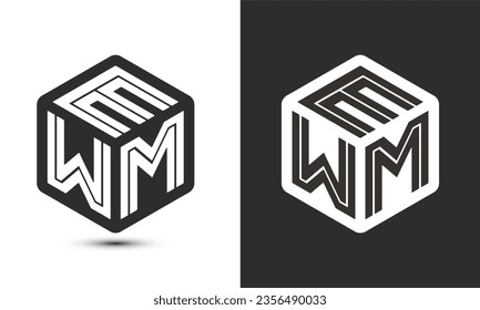 EWM letter logo design with illustrator cube logo, vector logo modern alphabet font overlap style. Premium Business logo icon. White color on black background