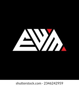 EWM triangle letter logo design with triangle shape. EWM triangle logo design monogram. EWM triangle vector logo template with red color. EWM triangular logo Simple, Elegant, and Luxurious design.