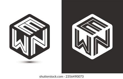 EWN letter logo design with illustrator cube logo, vector logo modern alphabet font overlap style. Premium Business logo icon. White color on black background