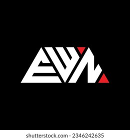 EWN triangle letter logo design with triangle shape. EWN triangle logo design monogram. EWN triangle vector logo template with red color. EWN triangular logo Simple, Elegant, and Luxurious design.