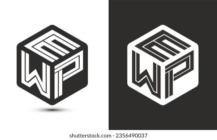 EWP letter logo design with illustrator cube logo, vector logo modern alphabet font overlap style. Premium Business logo icon. White color on black background