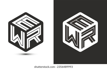 EWR letter logo design with illustrator cube logo, vector logo modern alphabet font overlap style. Premium Business logo icon. White color on black background