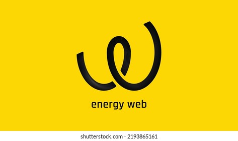 EWT coin cryptocurrency 3d logo isolated on yellow background with copy space. vector illustration of Energy Web Token banner design concept.