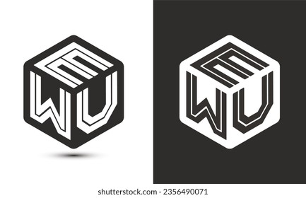 EWU letter logo design with illustrator cube logo, vector logo modern alphabet font overlap style. Premium Business logo icon. White color on black background