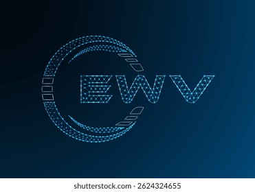 EWV Low-Poly-Buchstaben-Logo, Vektordesign. EWV Logodesign mit niedrigem Poly. Low-Poly-Logo
