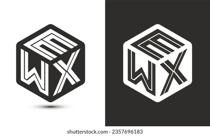EWX letter logo design with illustrator cube logo, vector logo modern alphabet font overlap style. Premium Business logo icon. White color on black background