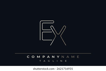 EX Abstract Line Style Logo. Minimalist Design Featuring the Letters E and X Abstract Line Style