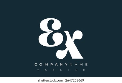 EX Creative Abstract Typography Logo Design. Elegant logo combining bold typography and creative shapes, ideal for branding and identity solutions.