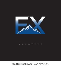EX Creative Mountain Logo – Bold Gradient Letter mark Branding Design for Business  Outdoor Brands	
