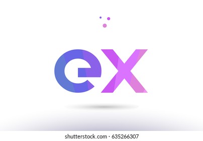 ex e x alphabet letter purple pink magenta blue colorful creative colors text dots creative company logo vector icon design template
