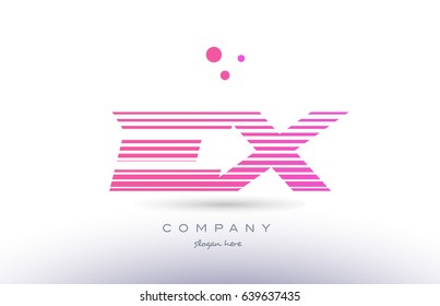ex e x alphabet letter logo pink purple stripes lines creative text dots company vector icon design template