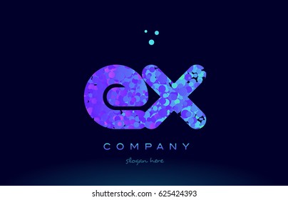 ex e x alphabet pink blue bubble circle dots creative letter company logo vector icon design template
