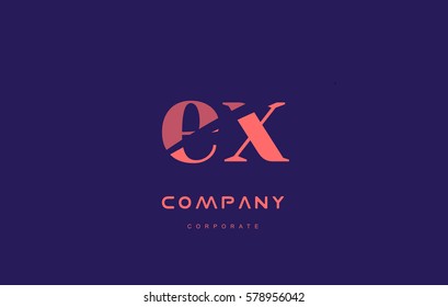 ex e x alphabet small letter blue pink creative design vector company logo icon template 