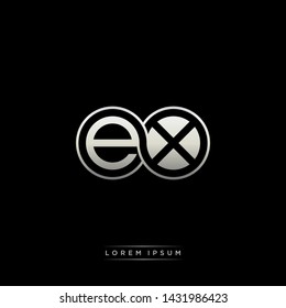 EX E X initial letter linked circle capital monogram logo modern template silver color edition