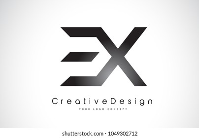 EX E X Letter Logo Design in Black Colors. Creative Modern Letters Vector Icon Logo Illustration.