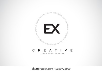 EX E X Logo Design with Black and White Creative Icon Text Letter Vector.