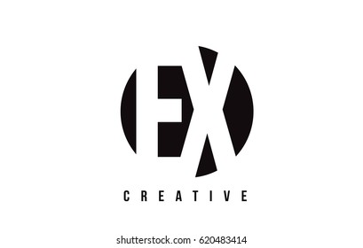 EX E X White Letter Logo Design with Circle Background Vector Illustration Template.