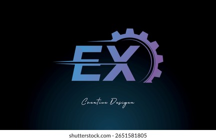 EX Gear Fusion Logo – Industrial Tech-Inspired Letter mark Futuristic Industrial Letter Mark Design for Technology and Engineering Brands.