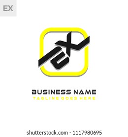 EX initial box letter logo template vector