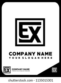 EX initial box letter logo template vector