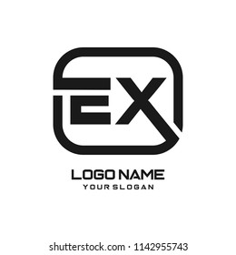 EX initial box letter logo template vector