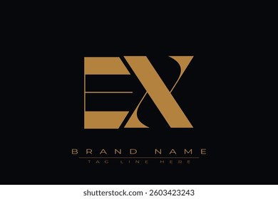 EX initial letter logo design. Letter E and X luxury alphabet letter logo icon template