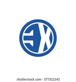 EX initial letters circle business logo blue