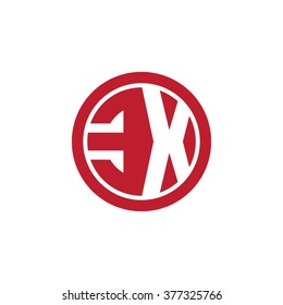 EX initial letters circle business logo red