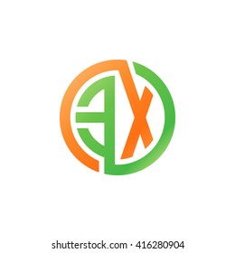EX initial letters linked circle logo orange green