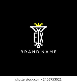 EX initiales Monogramm brandes Logo-Design für Krone Vektorgrafik Bild
