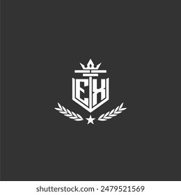 EX initial monogram brand logo design for crown vector image