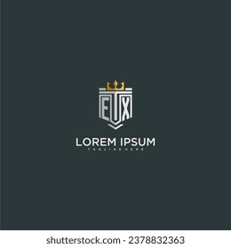 EX initial monogram for crown and shield logo design
