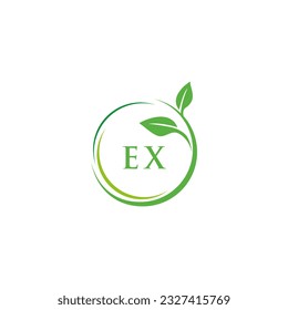 EX initial monogram letter for nature logo with leaf image design