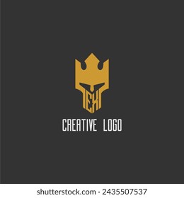 EX initial monogram logo for gaming with creative king spartan image design