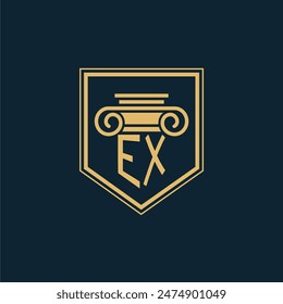 Logotipo de abogado con elemento de derecho creativo